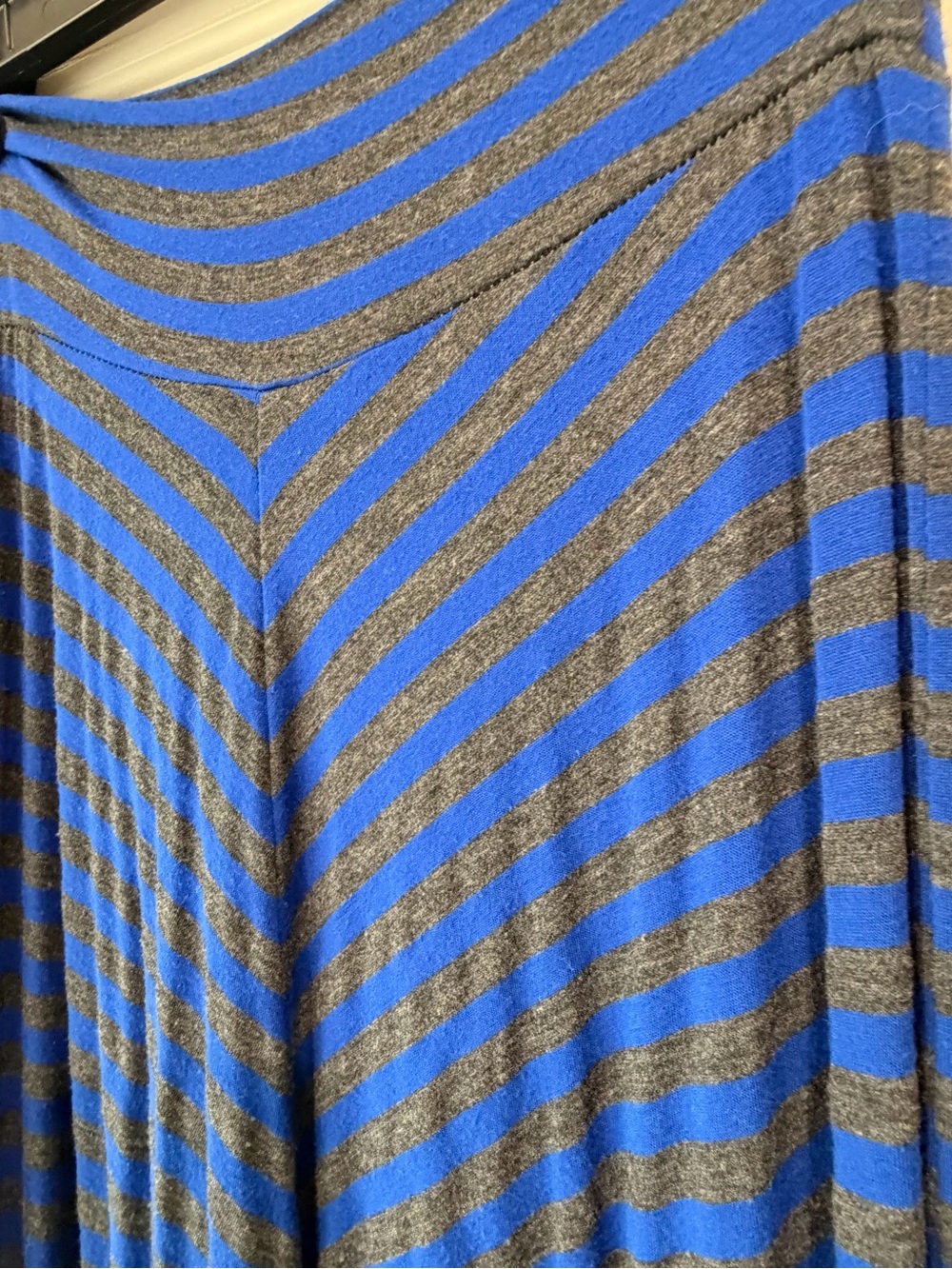 AB Studio Blue and Black Striped Maxi Skirt